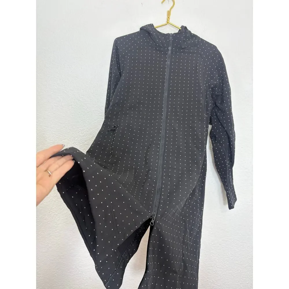 Lululemon Apres Yoga Jacket Black White Polka Dots Mid Length Hoodie
